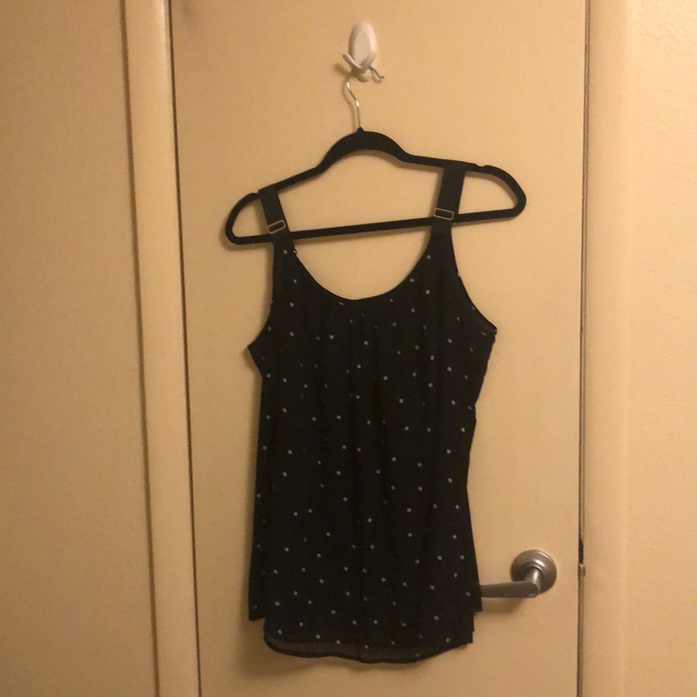 Sleeveless Sheer Blouse Polka Dot